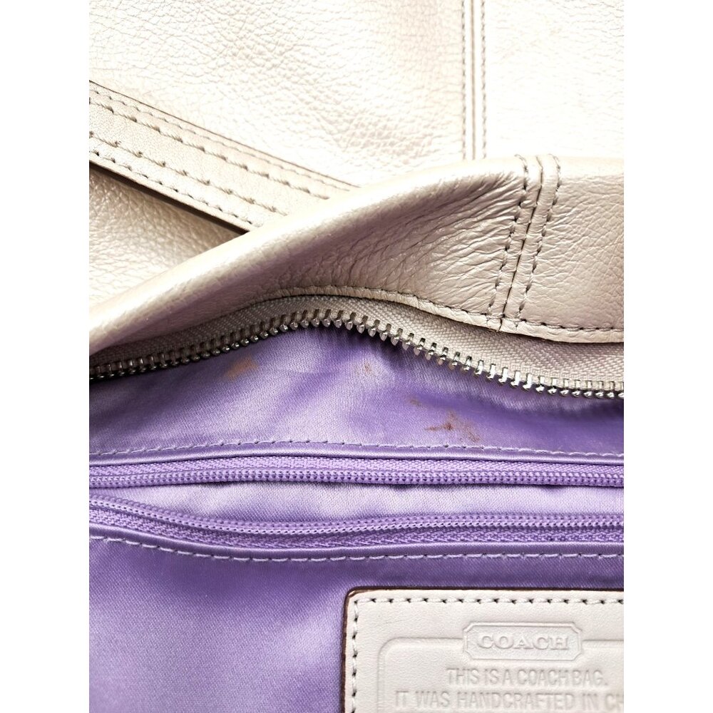Coach Carly Bag F15251 Metallic Pearl Cream Purse Lavender Interior - Picture 13 of 16